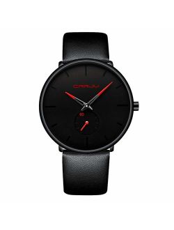 Mens Watch Ultra Thin Wrist Watches for Men Fashion Waterproof Dress Leather Strap