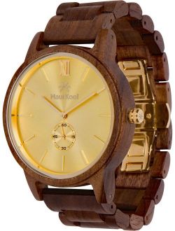 Wooden Watch for Men Maui Kool Kaanapali Collection Analog Large Face Wood Watch Bamboo Gift Box
