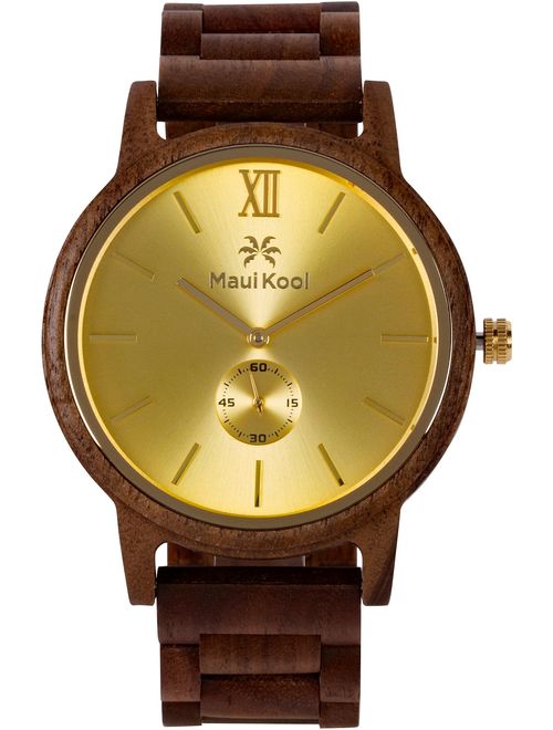 Wooden Watch for Men Maui Kool Kaanapali Collection Analog Large Face Wood Watch Bamboo Gift Box
