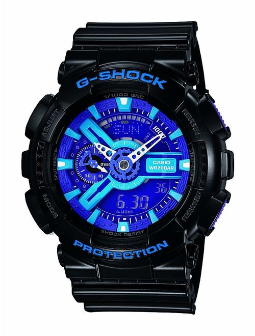 Casio Men's XL Series G-Shock Quartz 200M WR Shock Resistant Resin Color:Black, Blue and Purple (Model GA-110HC-1ACR)