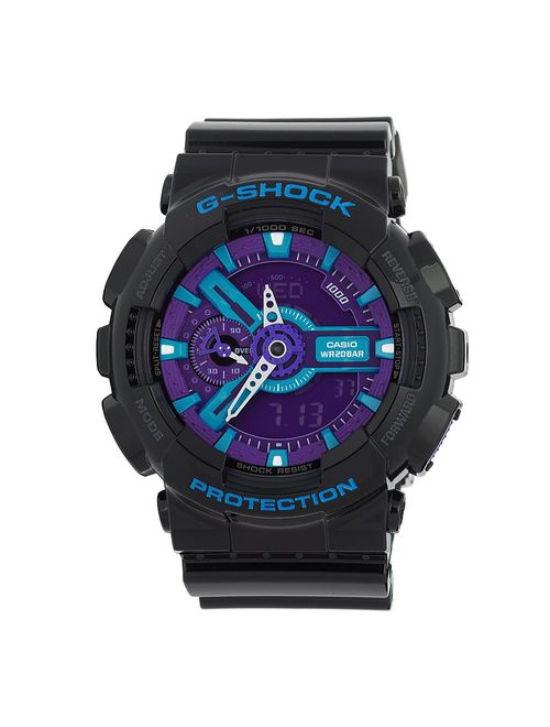 Casio Men's XL Series G-Shock Quartz 200M WR Shock Resistant Resin Color:Black, Blue and Purple (Model GA-110HC-1ACR)