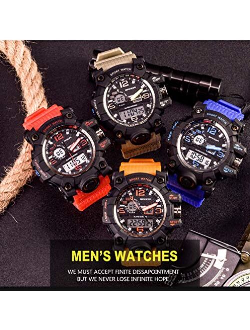 Sanda Men's Digital Watch Large Face LED Wrist Watches Military Sports Digital Analog Dual Time Outdoor Army Wristwatch Tactical