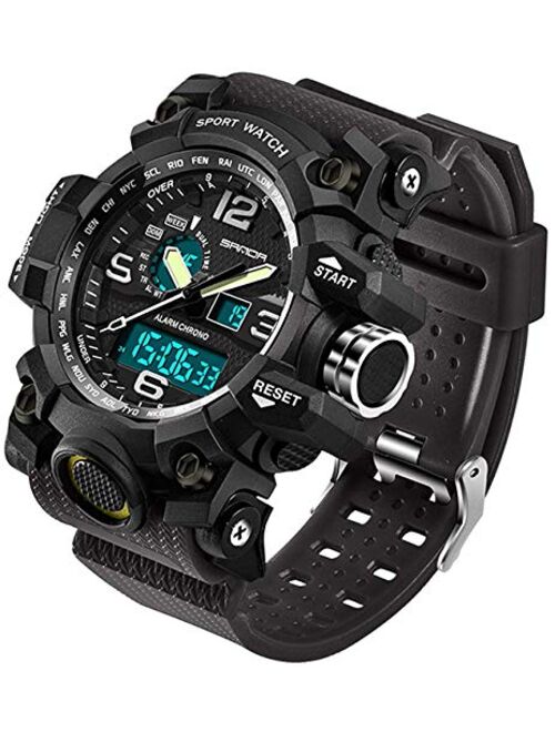 Sanda Men's Digital Watch Large Face LED Wrist Watches Military Sports Digital Analog Dual Time Outdoor Army Wristwatch Tactical