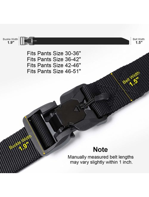 JASGOOD Tactical Belt with Magnetic Quick Release Buckle,Men Military Belt-Nylon Rigger Belt