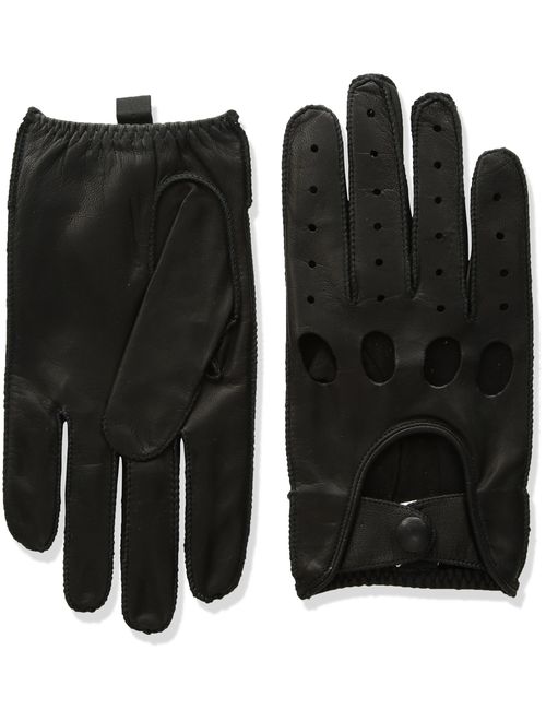 Isotoner Men's Smooth Leather Driving Glove With Covered Snap