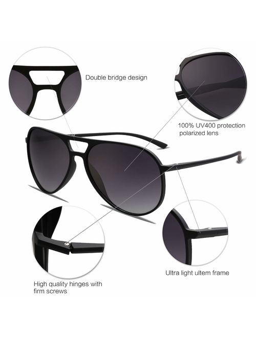 SOJOS Classic Polarized Ultra Lightweight Flexible Aviator Men Women Sunglasses JOURNEY SJ2065