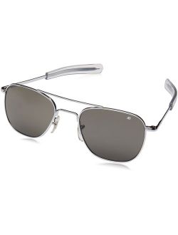 Authentic AO Eyewear Silver Frame Bayonet Temple True Color Grey Glass Lens Sunglasses USMC USAF USN