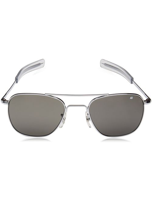Authentic AO Eyewear Silver Frame Bayonet Temple True Color Grey Glass Lens Sunglasses USMC USAF USN