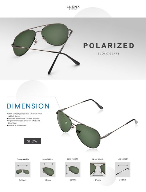 LUENX Aviator Sunglasses for Men Women Polarized- UV 400 with Case