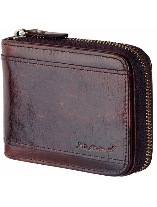Mens RFID Blocking Wallets Zipper Leather Wallet for Men Bifold RFID Card Holder