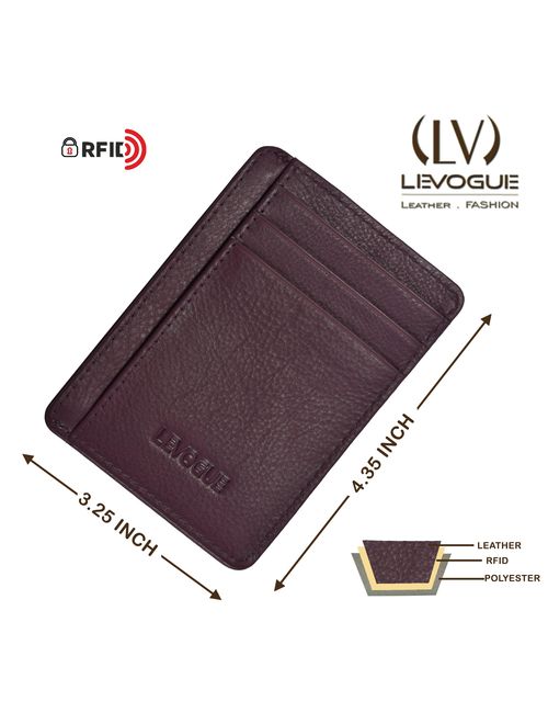Front Pocket Handcrafted RFID blocking Minimalist Slim Leather Wallet with Gift Box For Men and Women.