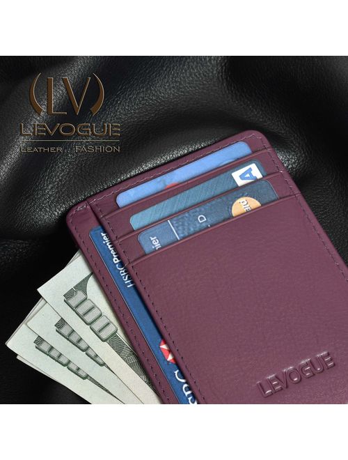 Front Pocket Handcrafted RFID blocking Minimalist Slim Leather Wallet with Gift Box For Men and Women.