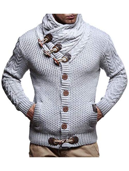 Leif Nelson Men's Knitted Jacket Turtleneck Cardigan Winter Pullover Hoodies Casual Sweaters Jumper LN4195
