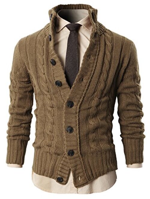 H2H Mens Casual Slim Fit Cardigan Sweater Knitted Thermal Button Down Closure