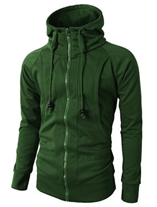 H2H Mens Casual Slim Fit Hoodie Zip-Up Long Sleeve Active Jackets