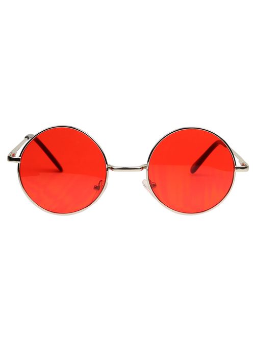 ShadyVEU Retro John Lennon Style Sunglasses Round Colorful Tint Groovy Hippie Wire Shades