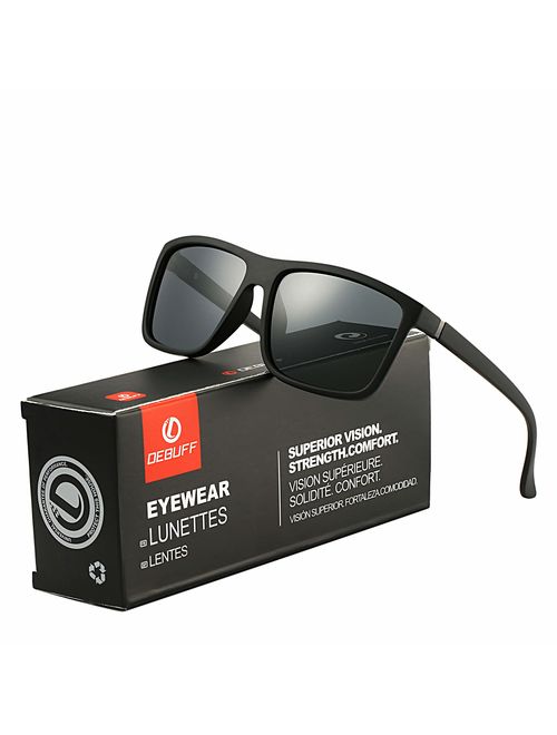 DeBuff Mens Square Polarized Sunglasses Stylish Driving Sun Glasses - TAC, UV400