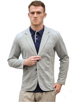uxcell Men's Casual Sports Coat Slim Fit Lightweight Button Closure Cardigan Blazer with Pockets