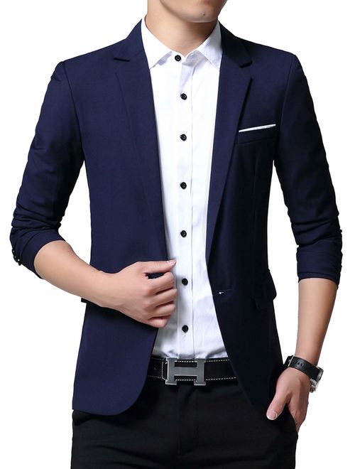 David Donahue DAVID.ANN Men's Slim Fit Casual One Button Blazer Jacket