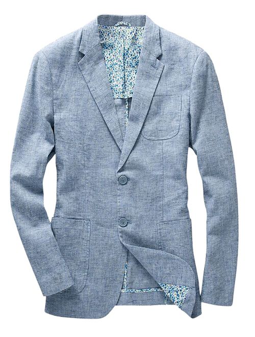 chouyatou Men's Lightweight Half Lined Two-Button Suit Blazer