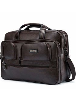 Briefcases for Men Leather 15.6 inch Laptop Bag Large Capacity Travel Business Shoulder Bag