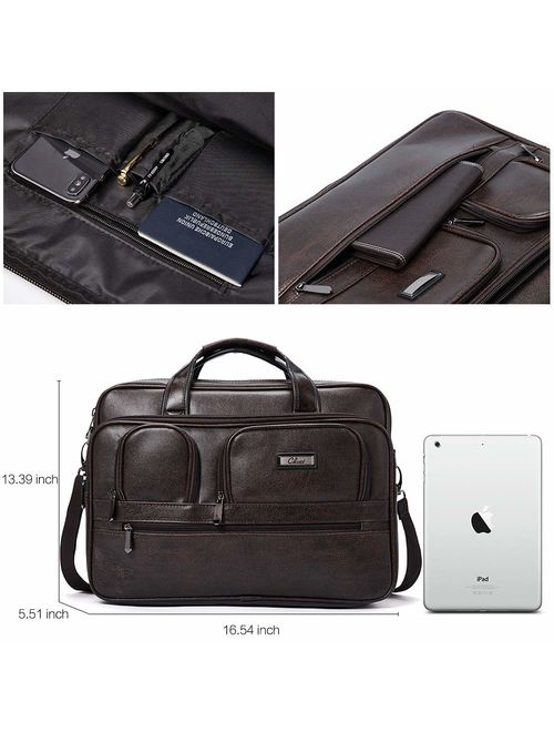 Briefcases for Men Leather 15.6 inch Laptop Bag Large Capacity Travel Business Shoulder Bag