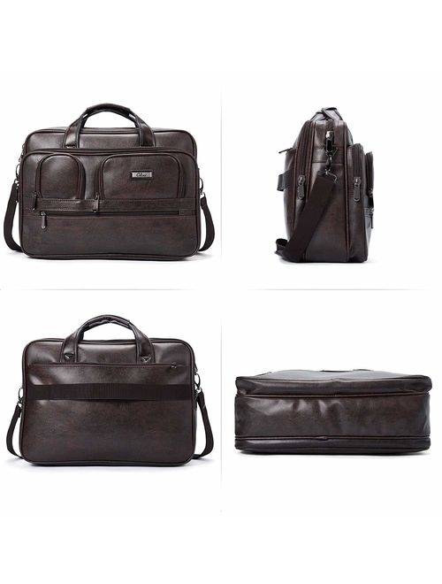 Briefcases for Men Leather 15.6 inch Laptop Bag Large Capacity Travel Business Shoulder Bag