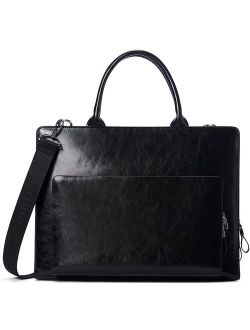 Leather Briefcase Shoulder Laptop Business Vintage Slim Bags for Men & Women