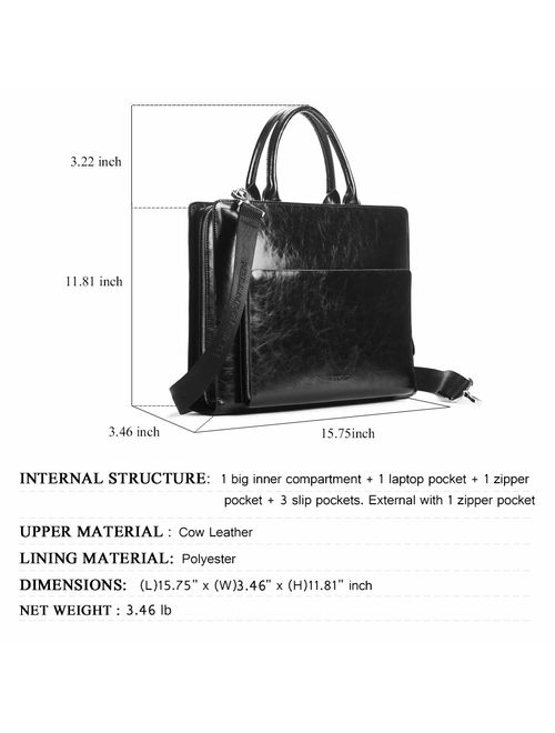 BOSTANTEN Leather Briefcase Shoulder Laptop Business Vintage Slim Bags for Men & Women