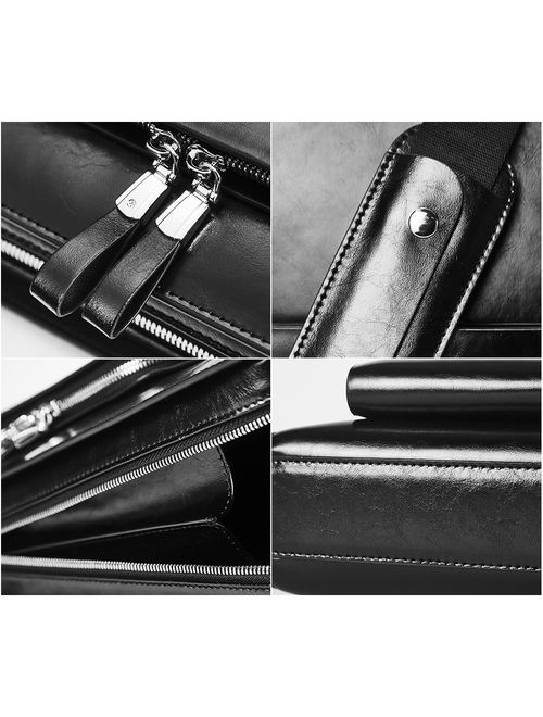 BOSTANTEN Leather Briefcase Shoulder Laptop Business Vintage Slim Bags for Men & Women