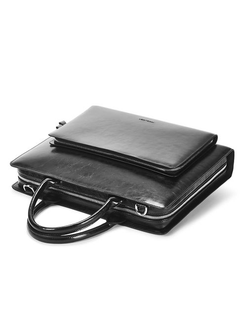 BOSTANTEN Leather Briefcase Shoulder Laptop Business Vintage Slim Bags for Men & Women