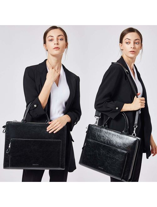 BOSTANTEN Leather Briefcase Shoulder Laptop Business Vintage Slim Bags for Men & Women