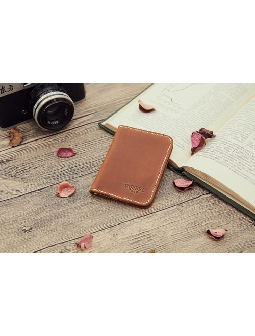 DUEBEL Full-grain Genuine Leather Slim Front Pocket Wallets, Minimalist Thin Card Holder, Card Case Wallet