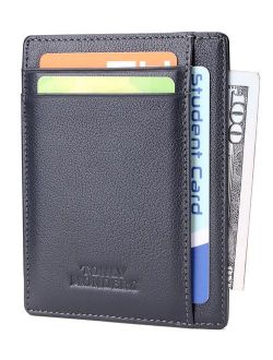 Tonly Monders Minimalist Genuine Leather Wallet RFID Front Pocket Wallet Slim Credit Card Holder