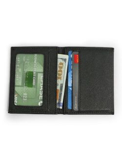 DASH Co. Slim Bifold Wallet ID Window Front Pocket Compact Minimalist, Black, 3" x 4" x 1/4"