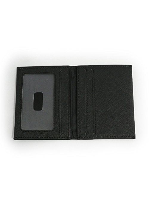 DASH Co. Slim Bifold Wallet ID Window Front Pocket Compact Minimalist, Black, 3" x 4" x 1/4"