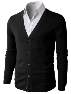 H2H Mens Casual Slim Fit Cardigans V-Neck Basic Designed Long Sleeve Button Down
