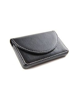 Black Leather Business Name Card Wallet Holder with Magnetic Shut