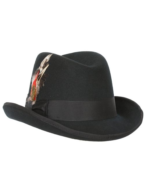 Levine Hat 9th Street Charles Firm Felt Homburg Godfather Hat 100% Wool