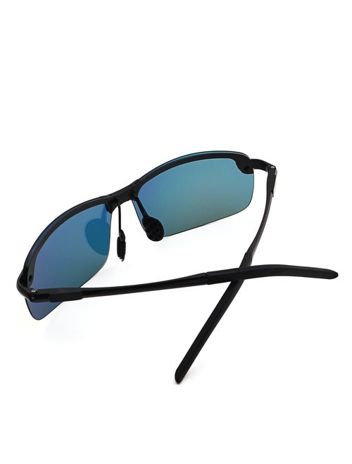 Ronsou Men UV400 Rimless Aluminium-Magnesium Polarized Sunglasses For Driving Fishing Golf Outdoor