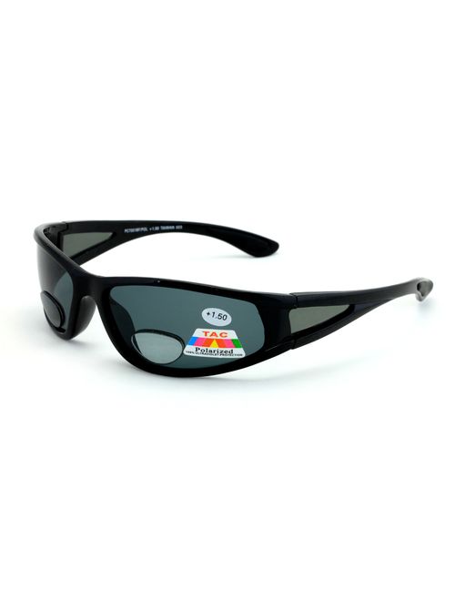 Mens Polarized fly fishing sunglasses with Rx magnification bifocal lens readers