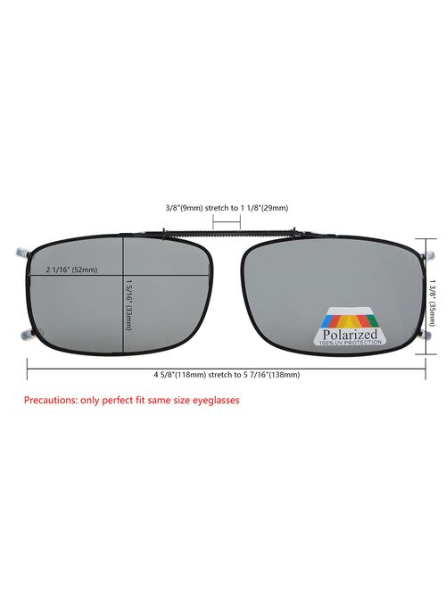 Eyekepper Grey/Brown/G15 Lens 3-pack Clip-on Polarized Sunglasses 2 3/16"x1 3/8"