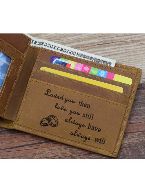 Engraved Mens Wallet Personalized Leather Wallet for Men Husband Dad Son Boyfriend Love Custom Gifts