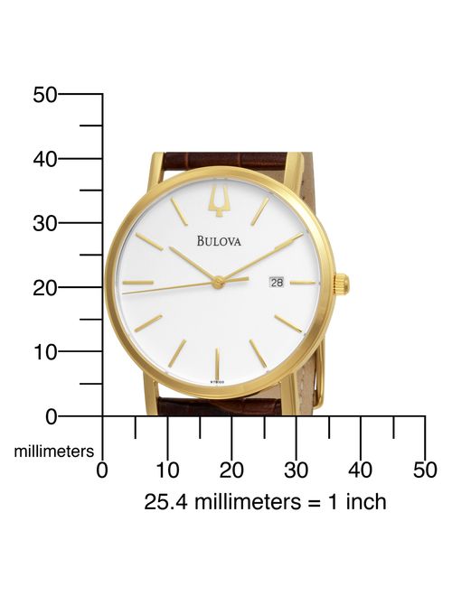Bulova Men's 97B100 Classic Gold-Tone Stainless Steel Watch With Brown Leather Band