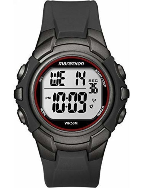 Marathon by Timex Men's T5K642 Digital Full-Size Gunmetal Gray/Red Resin Strap Watch