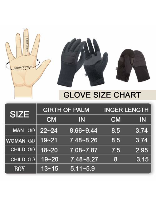 Achiou Winter Warm Touchscreen Gloves For Women Men Boys Girls Kids Windproof Thermal Thicken Cold Weather Glove for Running Novelty