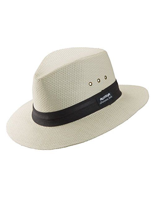 Panama Jack Natural Matte Toyo Safari Sun Hat with Black Band, 2 1/2" Brim, UPF (SPF) 50+ Sun Protection