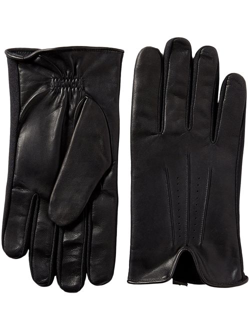 isotoner Men's Stretch Leather Touchscreen Texting Cold Weather Gloves with Warm Dual Lining