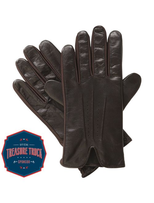 isotoner Men's Stretch Leather Touchscreen Texting Cold Weather Gloves with Warm Dual Lining