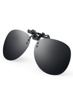 Costyle Black Grey Retro Polarized Clip on Flip up Plastic Sunglasses Driving Fishing Traveling
